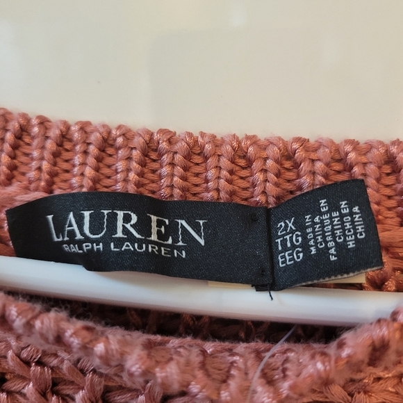 Lauren Ralph Lauren Cotton-Blend Crewneck Sweater dark pink mahogany NEW size 2X - Picture 7 of 9